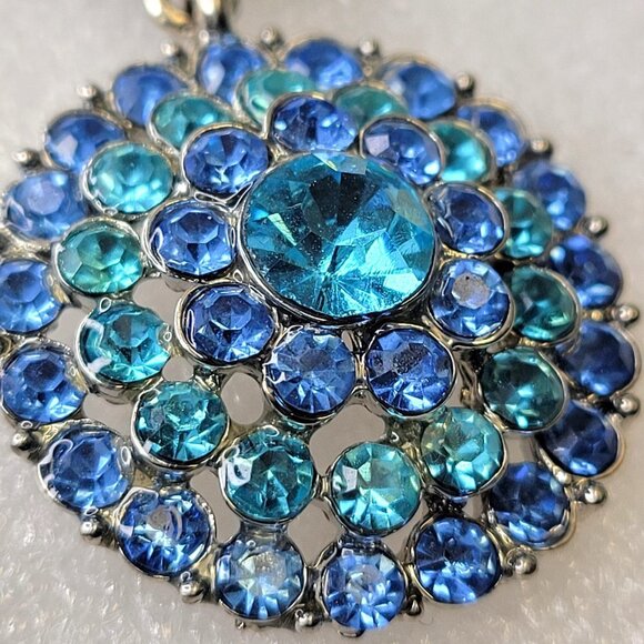 Blue Crystal Rhinestone Long Dangle Earrings - Picture 7 of 13